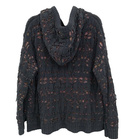 POL Chunky Distressed Sweater Womens S Purple Grunge Boho Normcore Hooded - Picture 3 of 16